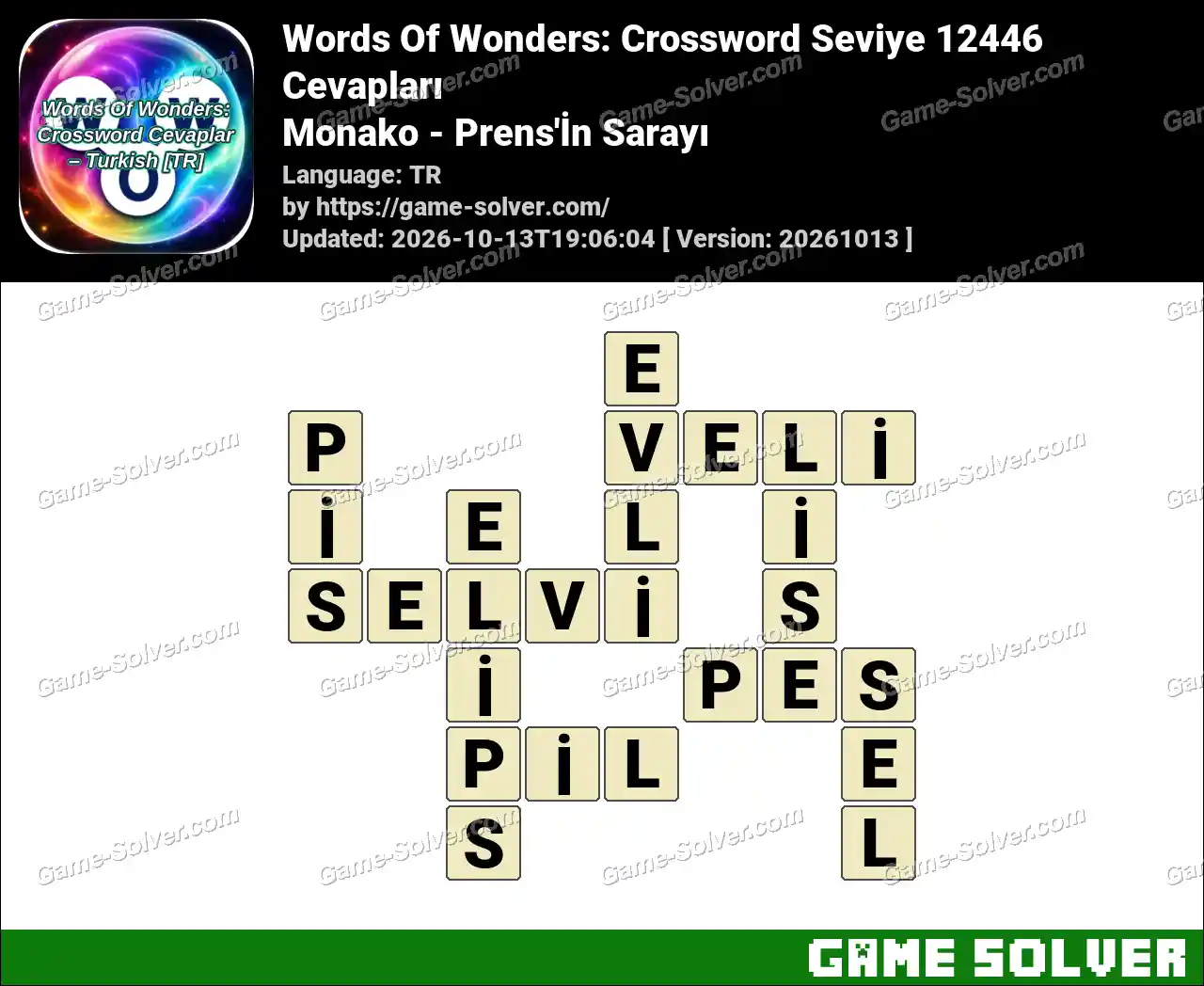 Words Of Wonders: Crossword Seviye 12446 Cevapları – Monako – Prens’İn Sarayı
